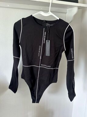Maniere De Voir Black Long-Sleeve Bodysuit